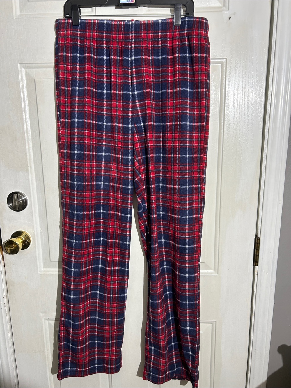 Classic Red & Navy Plaid Fleece Pajama Pants